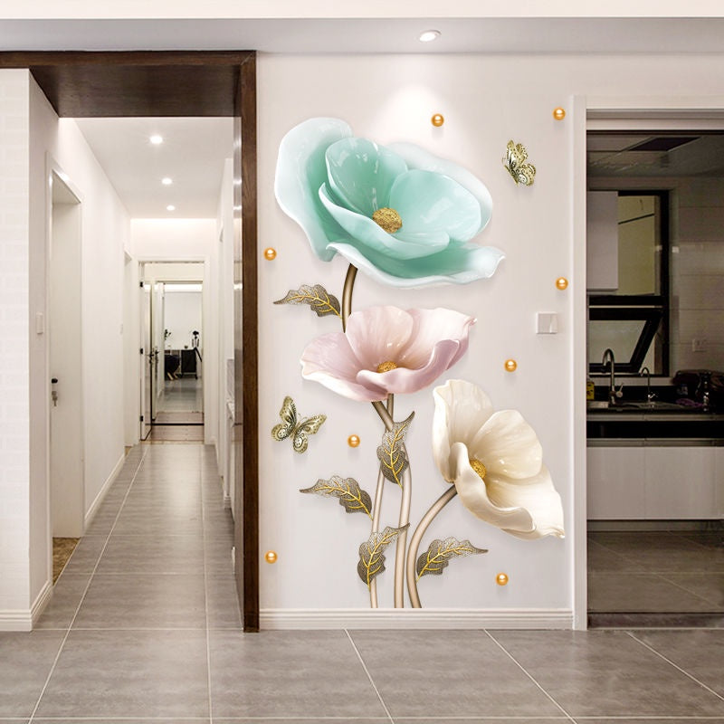 3D Multipurpose Orchid Flower Walls Decal-27.56inchx45.28inch