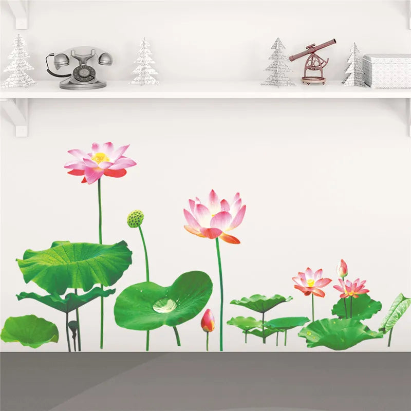 Lotus Leaf Flower Wall Sticker